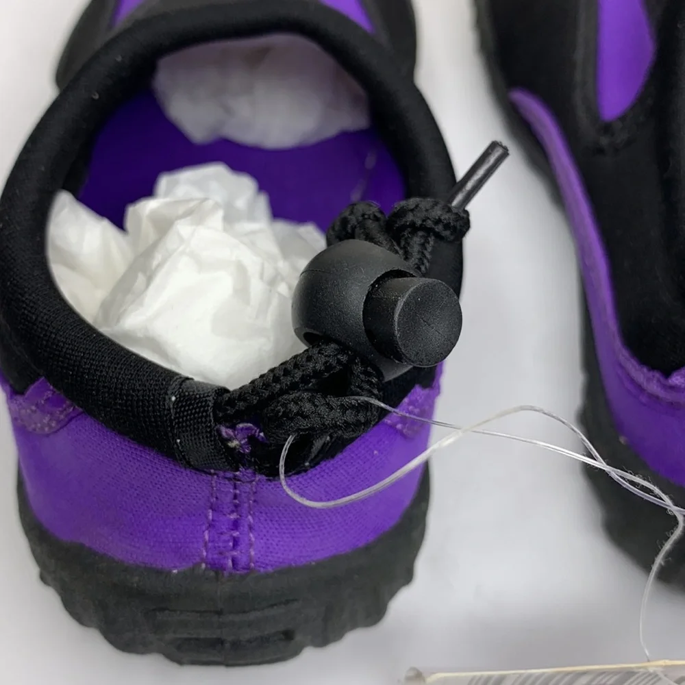 Water Shoes Black & Purple Slide on Rubber Soles Kids Size 1